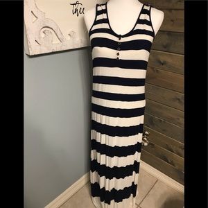 Navy striped maxi dress